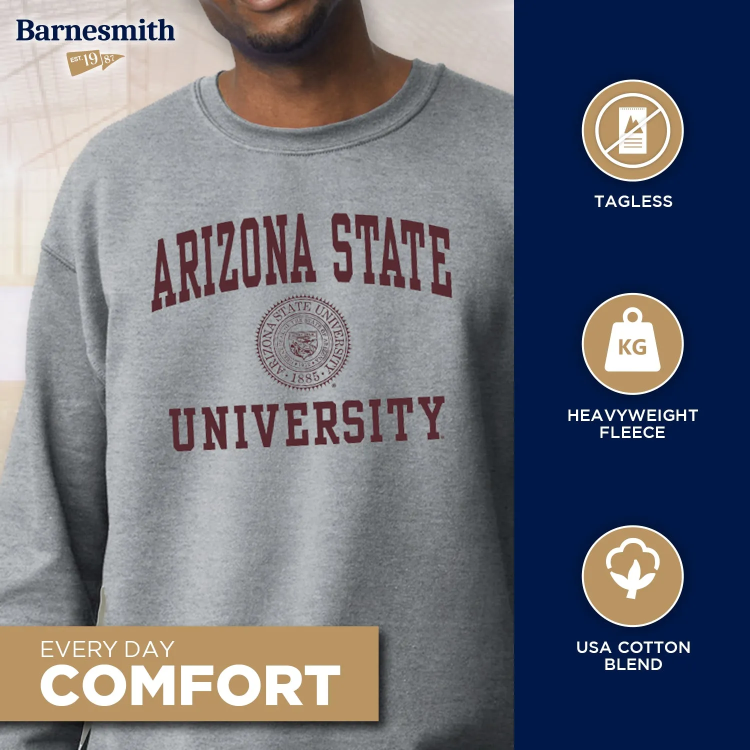 Arizona State University Heritage Sweatshirt (Charcoal Grey) sold by Barnesmith product image thumbnail 3