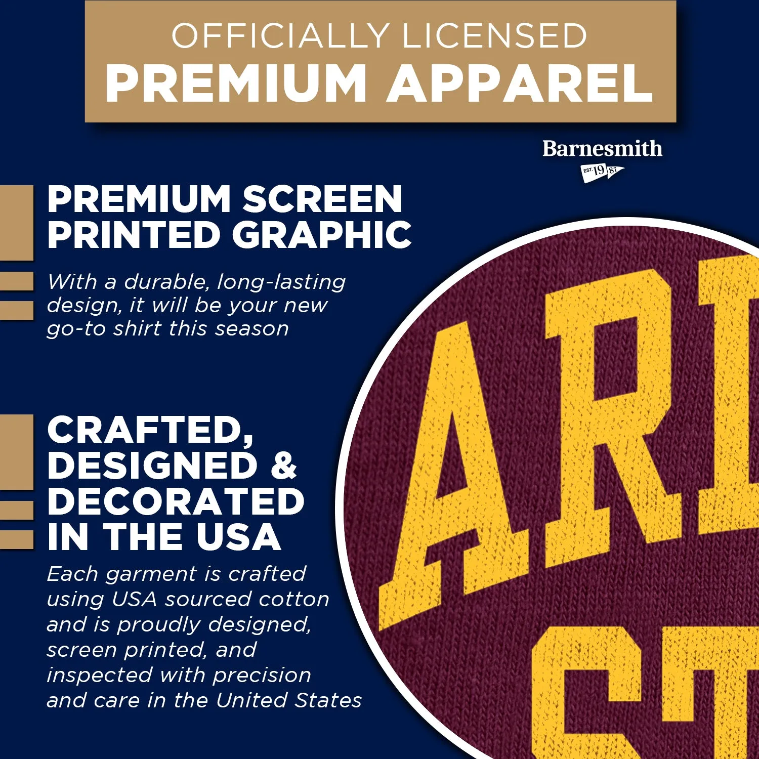 Arizona State University Classic T-Shirt (Maroon) sold by Barnesmith product image thumbnail 4