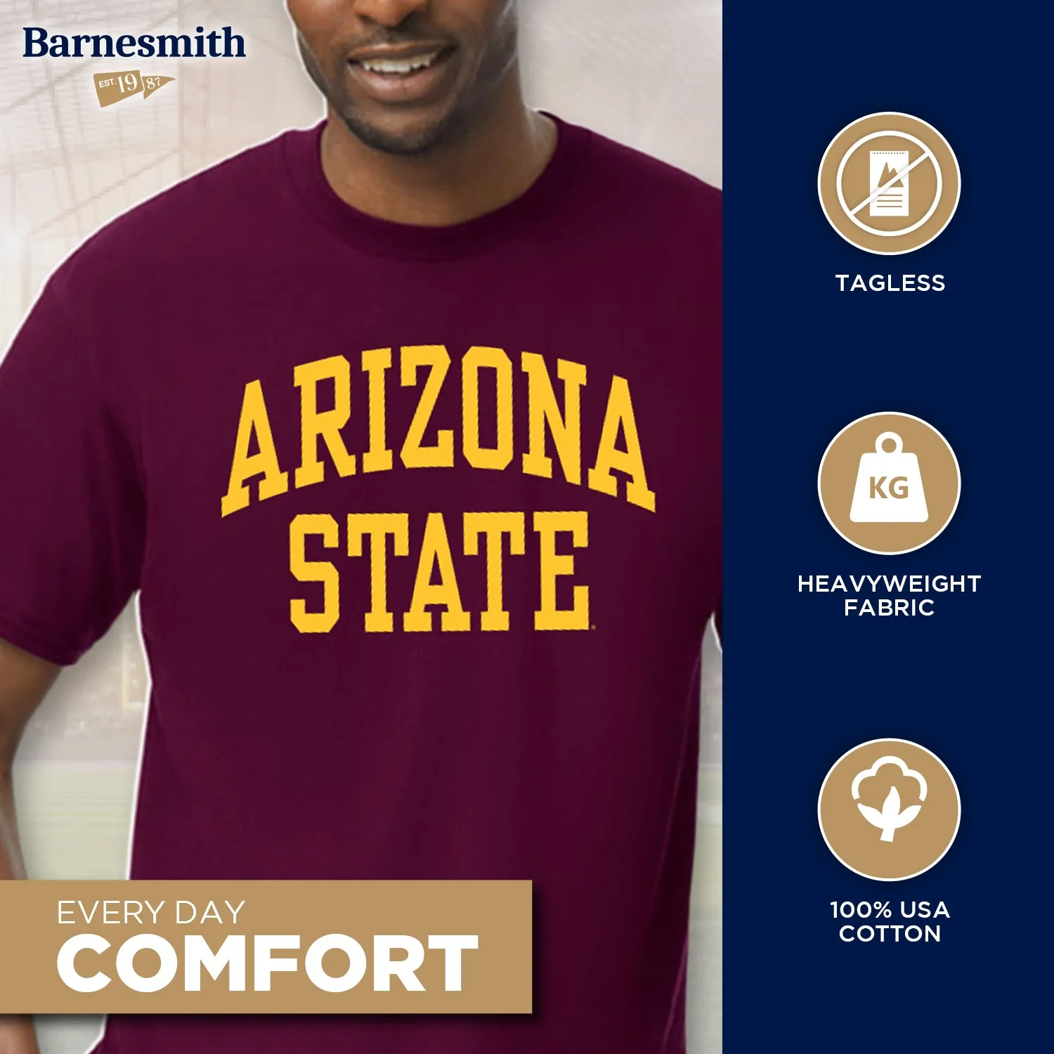 Arizona State University Classic T-Shirt (Maroon) sold by Barnesmith product image thumbnail 3