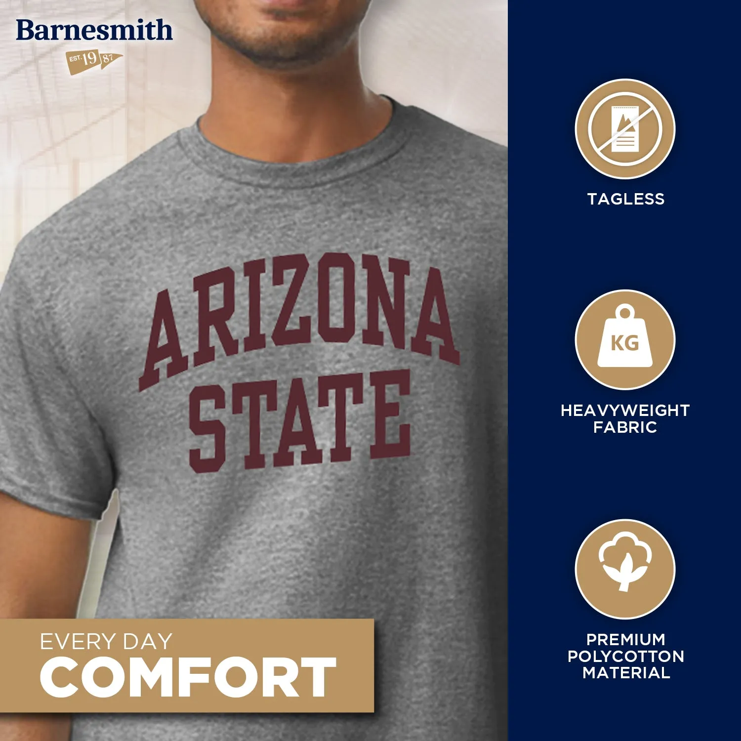 Arizona State University Classic T-Shirt (Charcoal Grey) sold by Barnesmith product image thumbnail 3