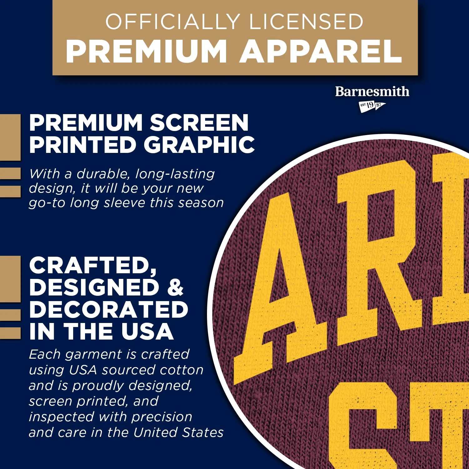 Arizona State University Classic Long Sleeve T-Shirt (Maroon) sold by Barnesmith product image thumbnail 4