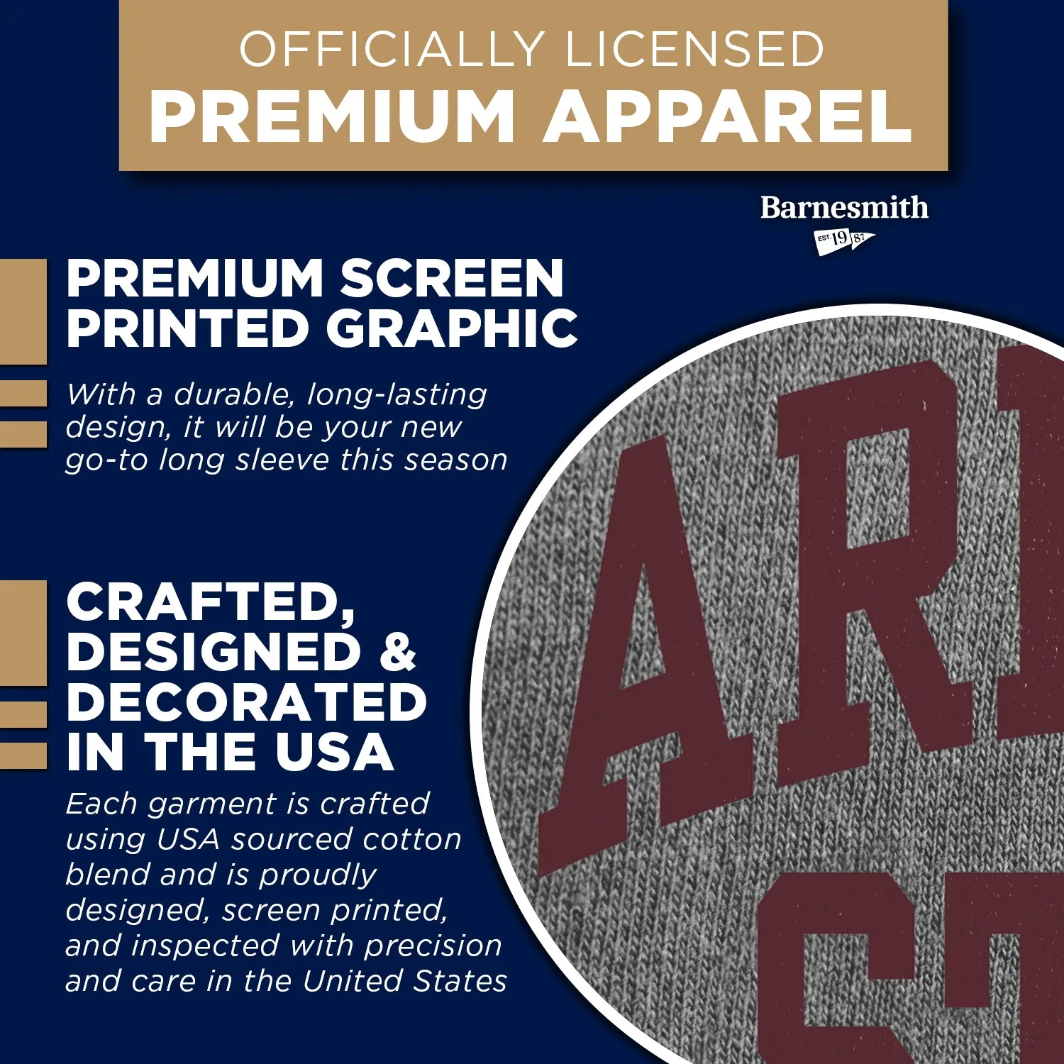 Arizona State University Classic Long Sleeve T-Shirt (Charcoal Grey) sold by Barnesmith product image thumbnail 4