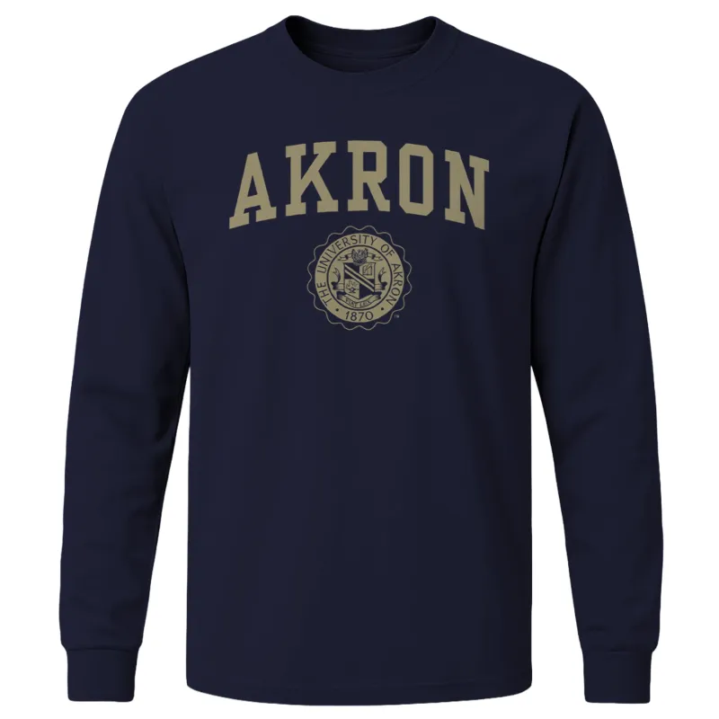 University of Akron Heritage Long Sleeve T-Shirt (Navy) sold by Barnesmith