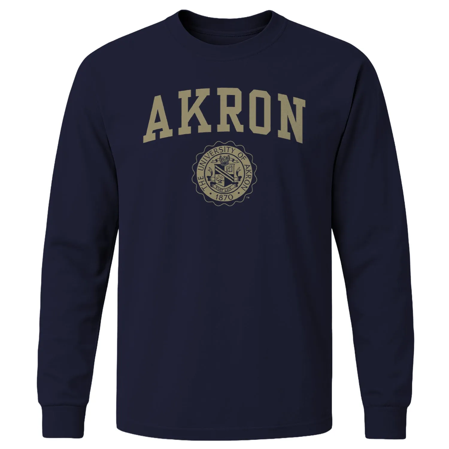 University of Akron Heritage Long Sleeve T-Shirt (Navy) sold by Barnesmith