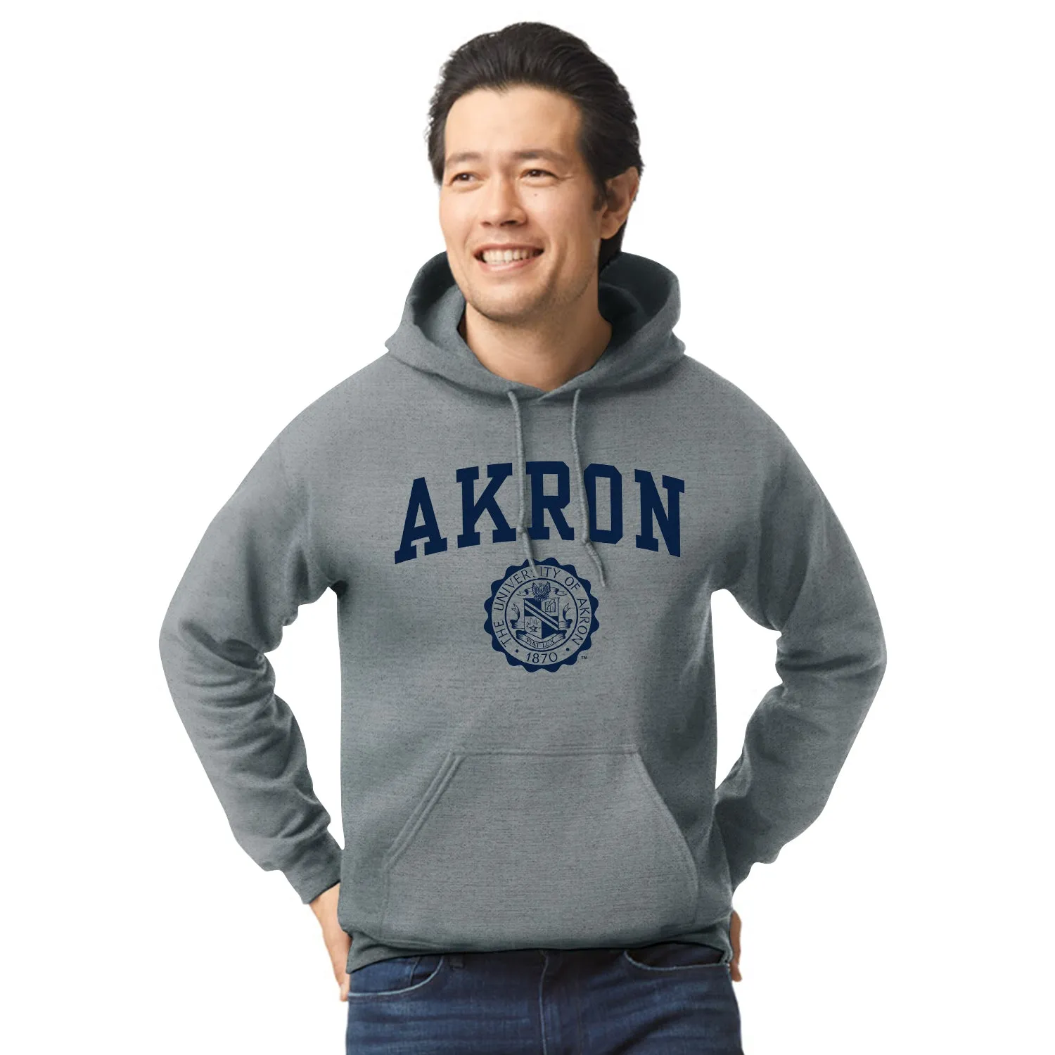 University of Akron Heritage Hooded Sweatshirt (Charcoal Grey) sold by Barnesmith product image thumbnail 2