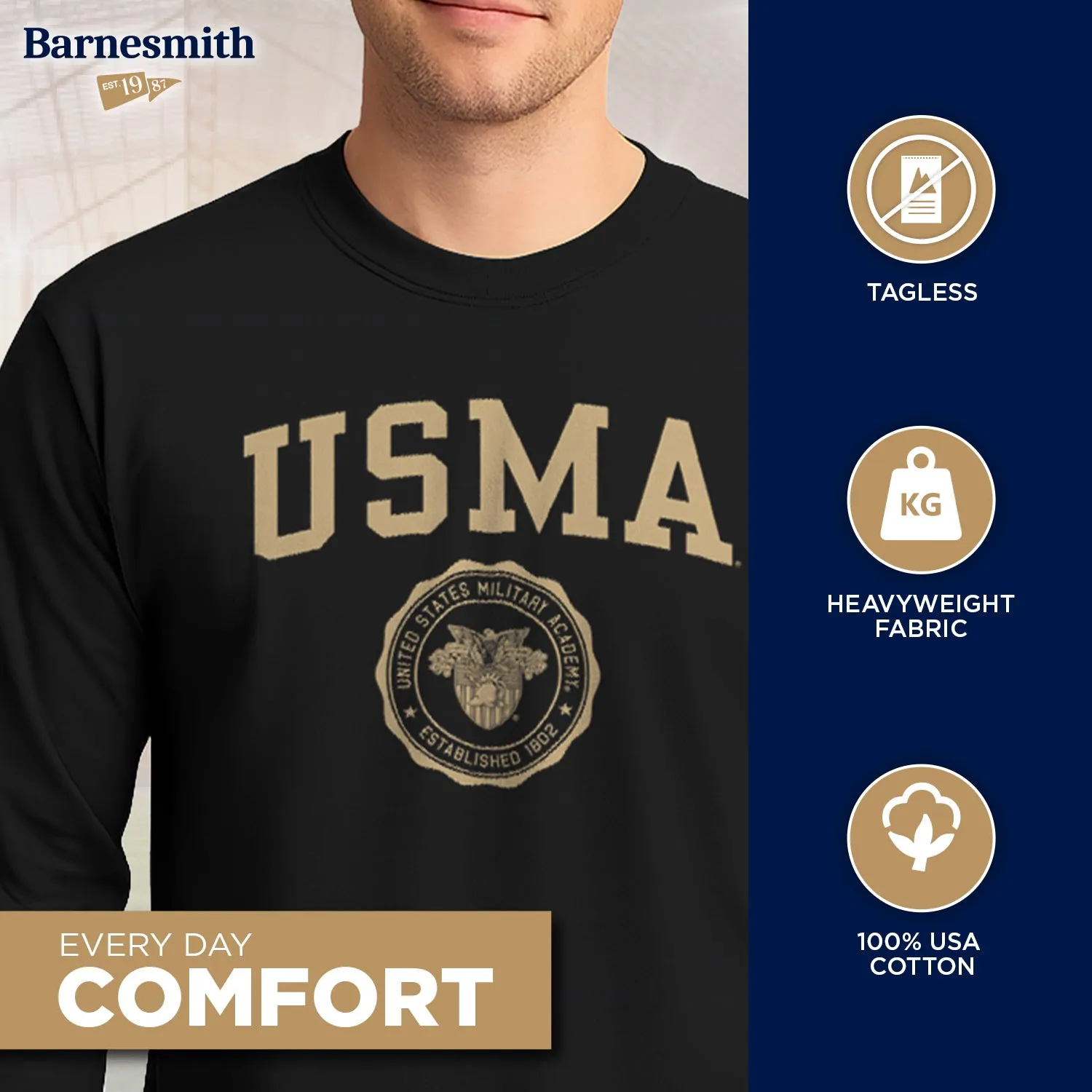Army Heritage Long Sleeve T-Shirt (Black) sold by Barnesmith product image thumbnail 3