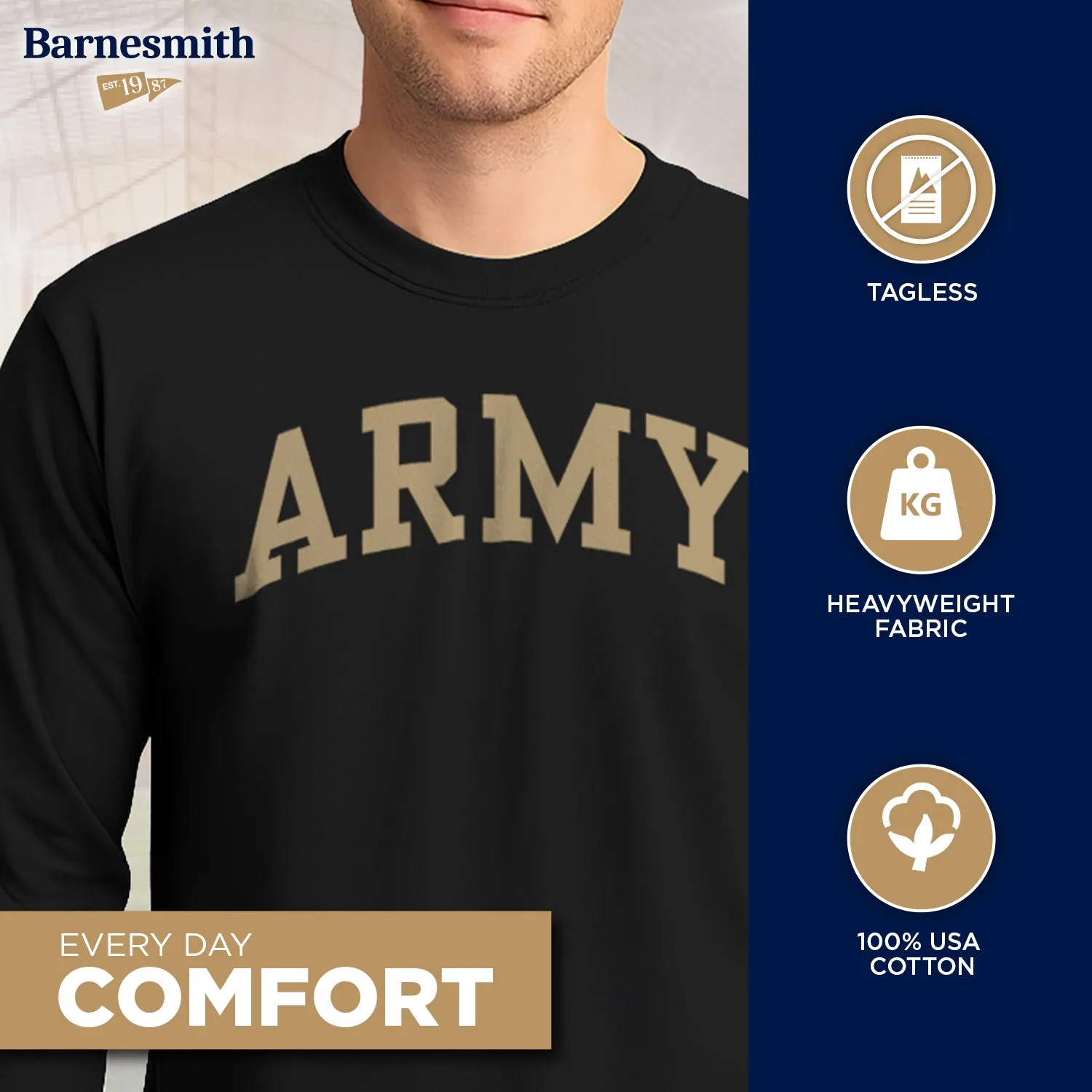 Army Classic Long Sleeve T-Shirt (Black) sold by Barnesmith product image thumbnail 3