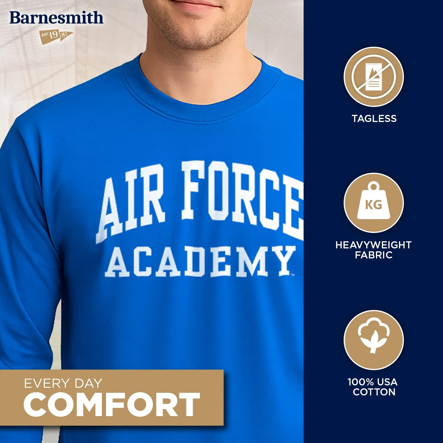 Air Force Classic Long Sleeve T-Shirt (Royal Blue) sold by Barnesmith product image thumbnail 3