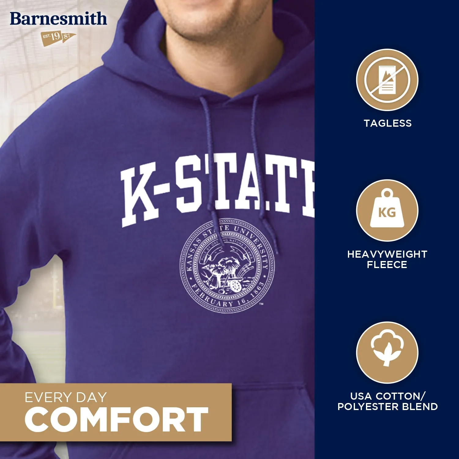 Kansas State University Heritage Hooded Sweatshirt (Purple) sold by Barnesmith product image thumbnail 3