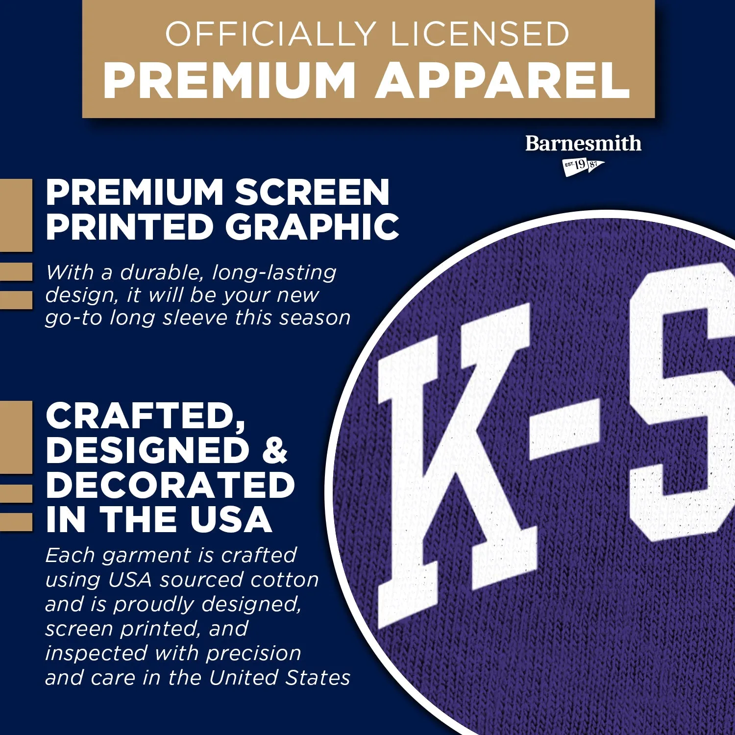 Kansas State University Classic Long Sleeve T-Shirt (Purple) sold by Barnesmith product image thumbnail 4