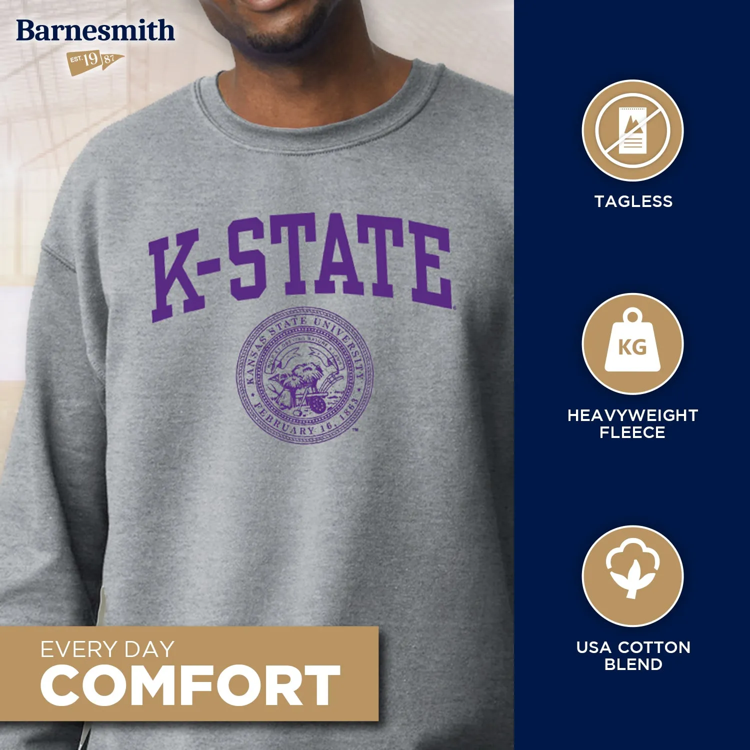 Kansas State University Heritage Sweatshirt (Charcoal Grey) sold by Barnesmith product image thumbnail 3