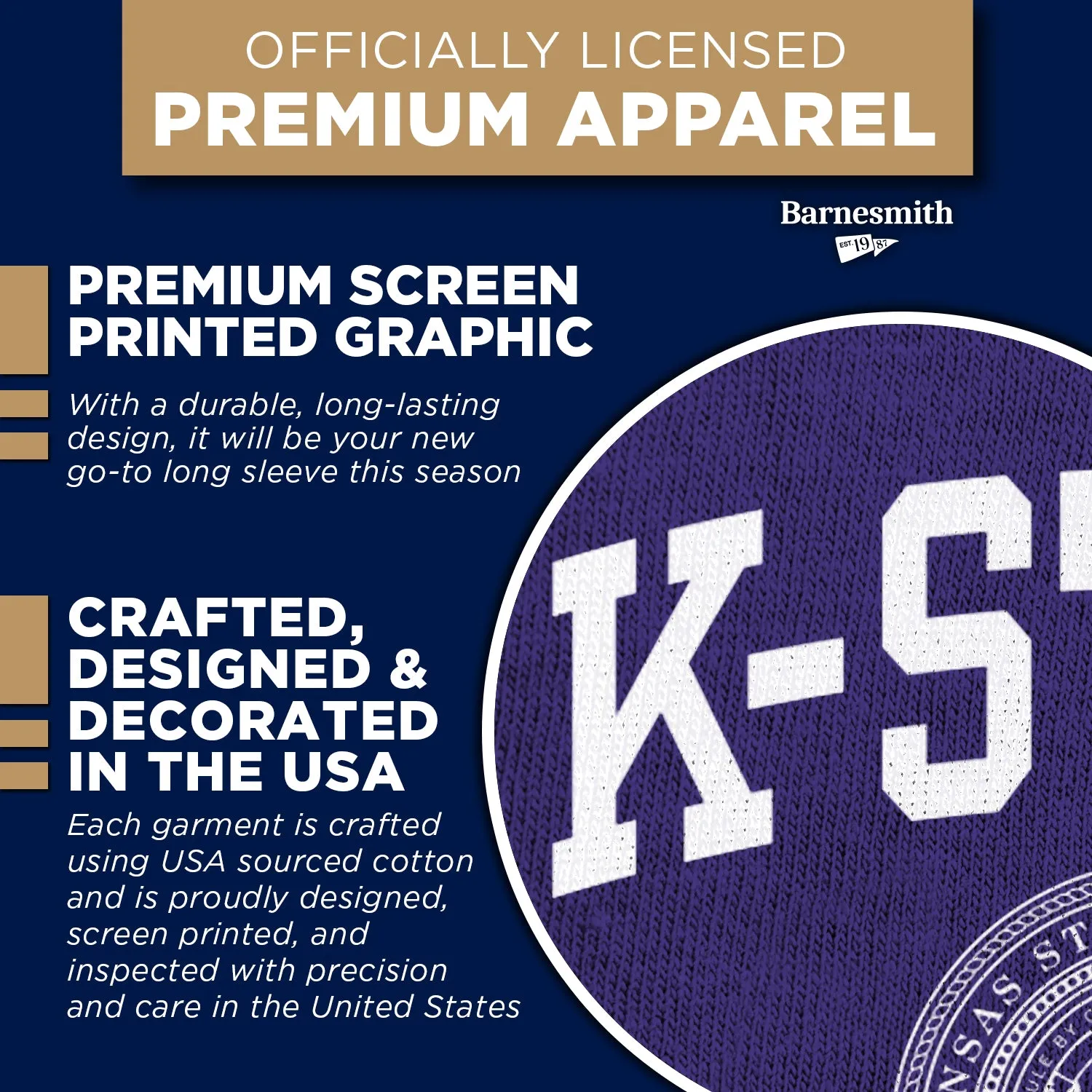 Kansas State University Heritage Long Sleeve T-Shirt (Purple) sold by Barnesmith product image thumbnail 4