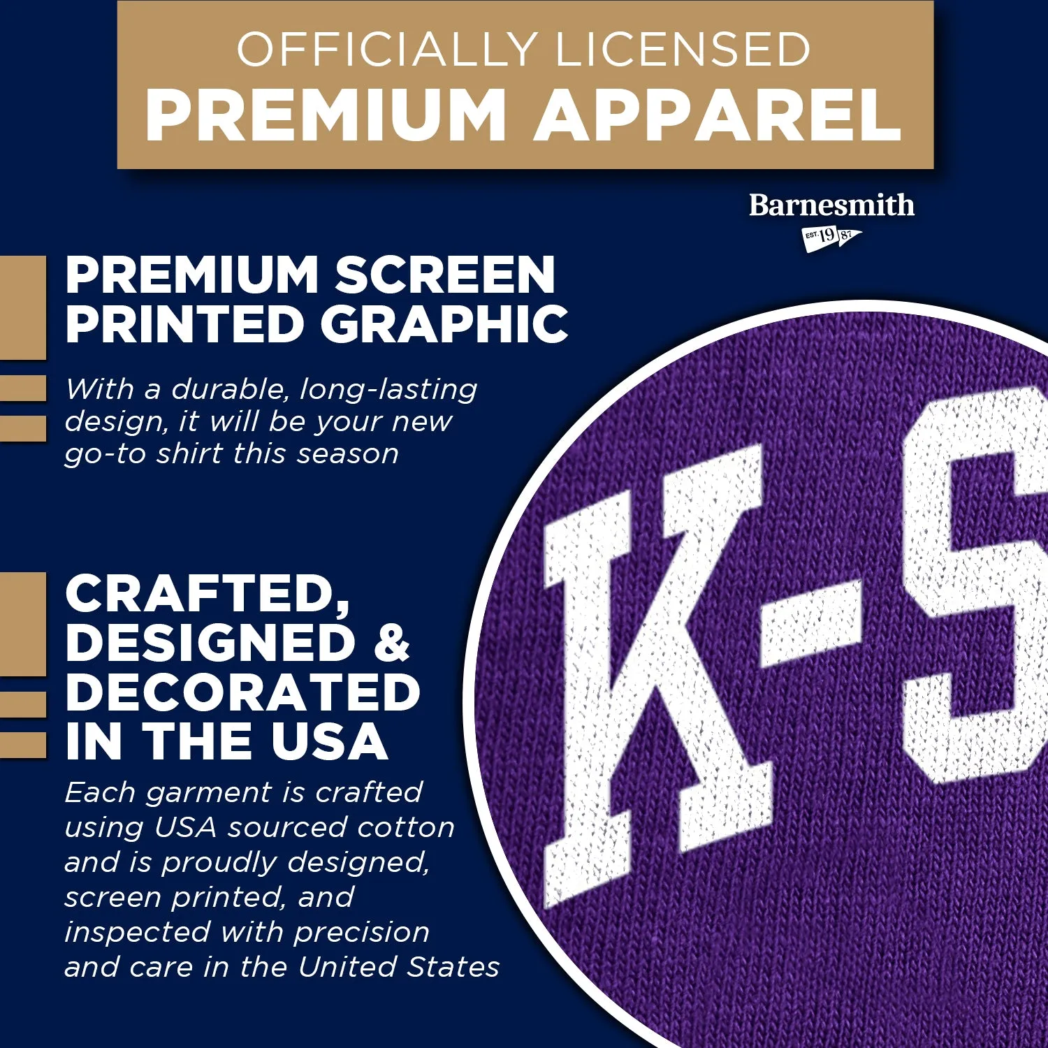 Kansas State University Classic T-Shirt (Purple) sold by Barnesmith product image thumbnail 4