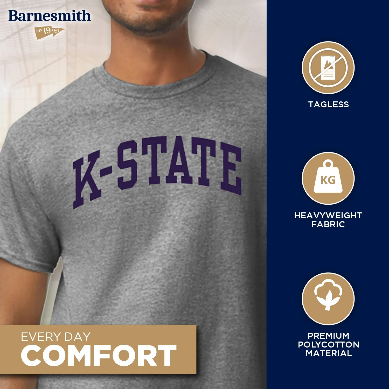 Kansas State University Classic T-Shirt (Charcoal Grey) sold by Barnesmith product image thumbnail 3