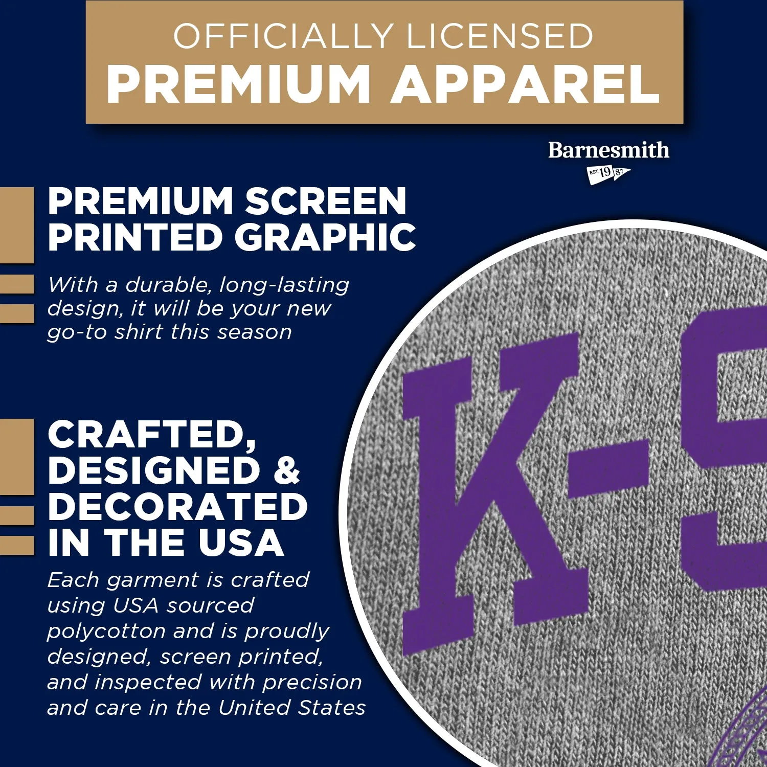 Kansas State University Heritage T-Shirt (Charcoal Grey) sold by Barnesmith product image thumbnail 4