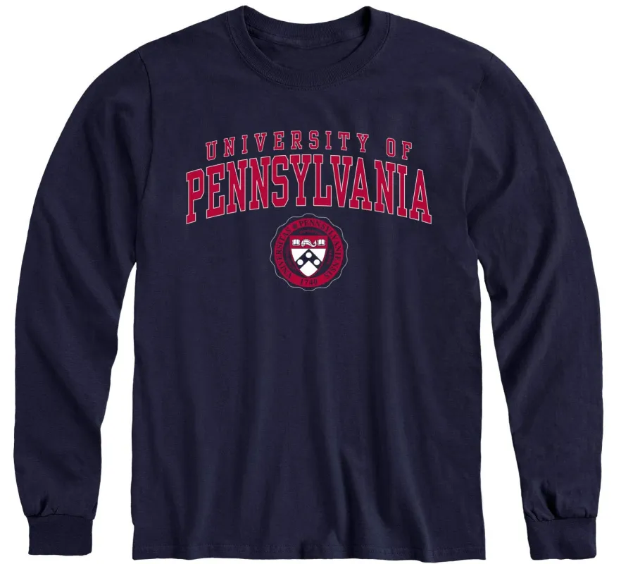 Penn Crest Long Sleeve T-Shirt (Navy) sold by Barnesmith