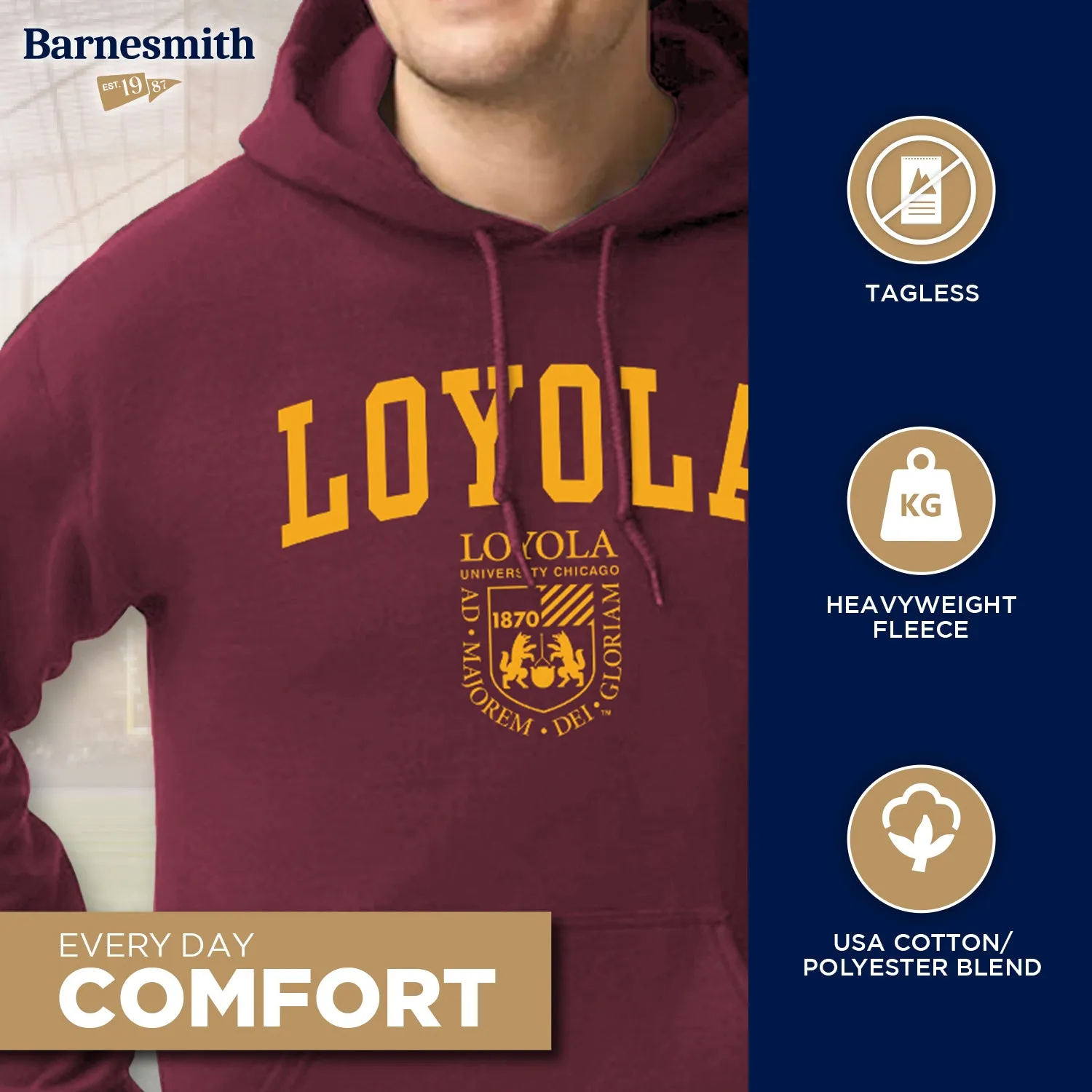 Loyola University Chicago Heritage Hooded Sweatshirt (Maroon) sold by Barnesmith product image thumbnail 3