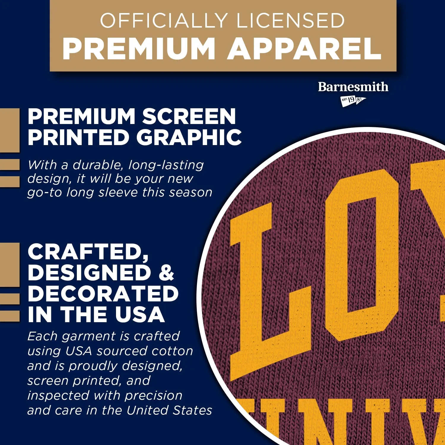 Loyola University Chicago Classic Long Sleeve T-Shirt (Maroon) sold by Barnesmith product image thumbnail 4