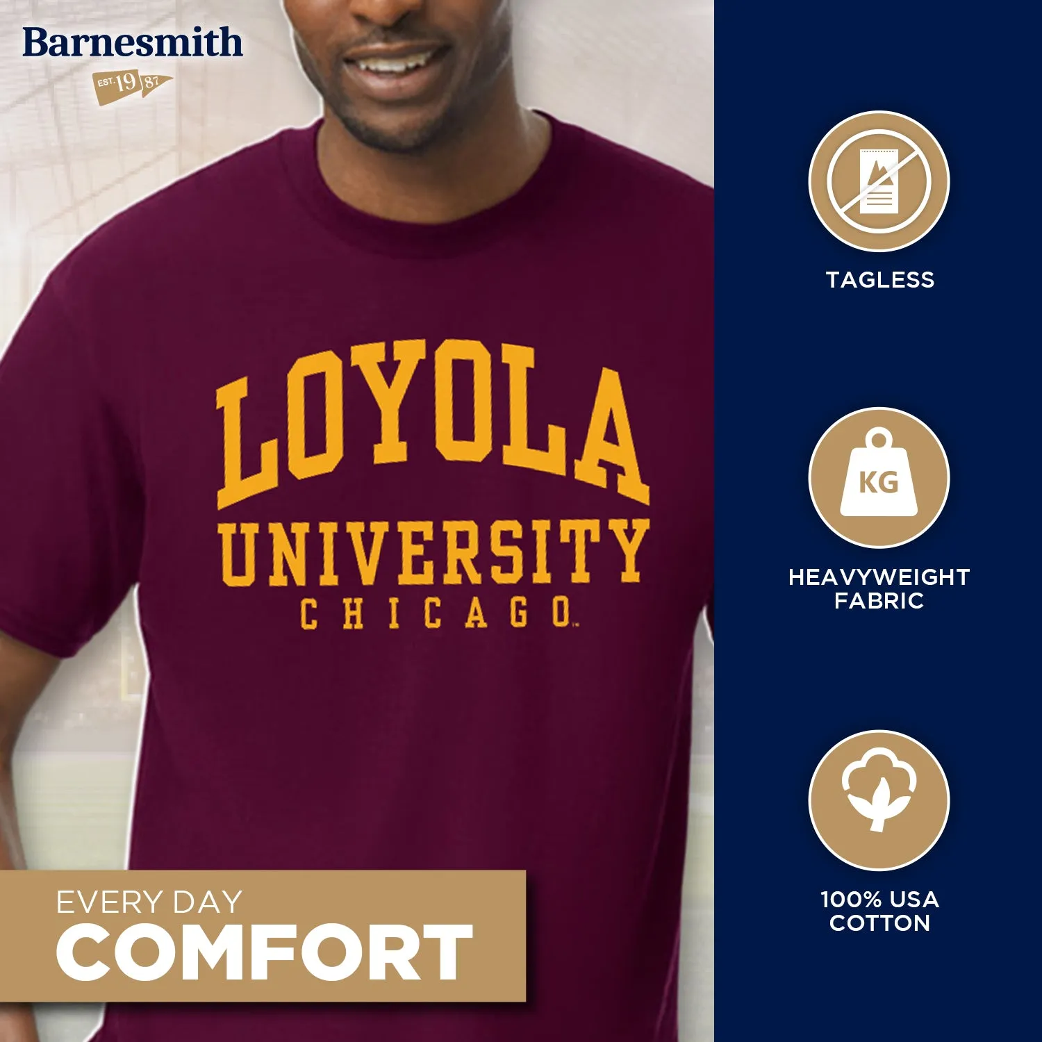 Loyola University Chicago Classic T-Shirt (Maroon) sold by Barnesmith product image thumbnail 3