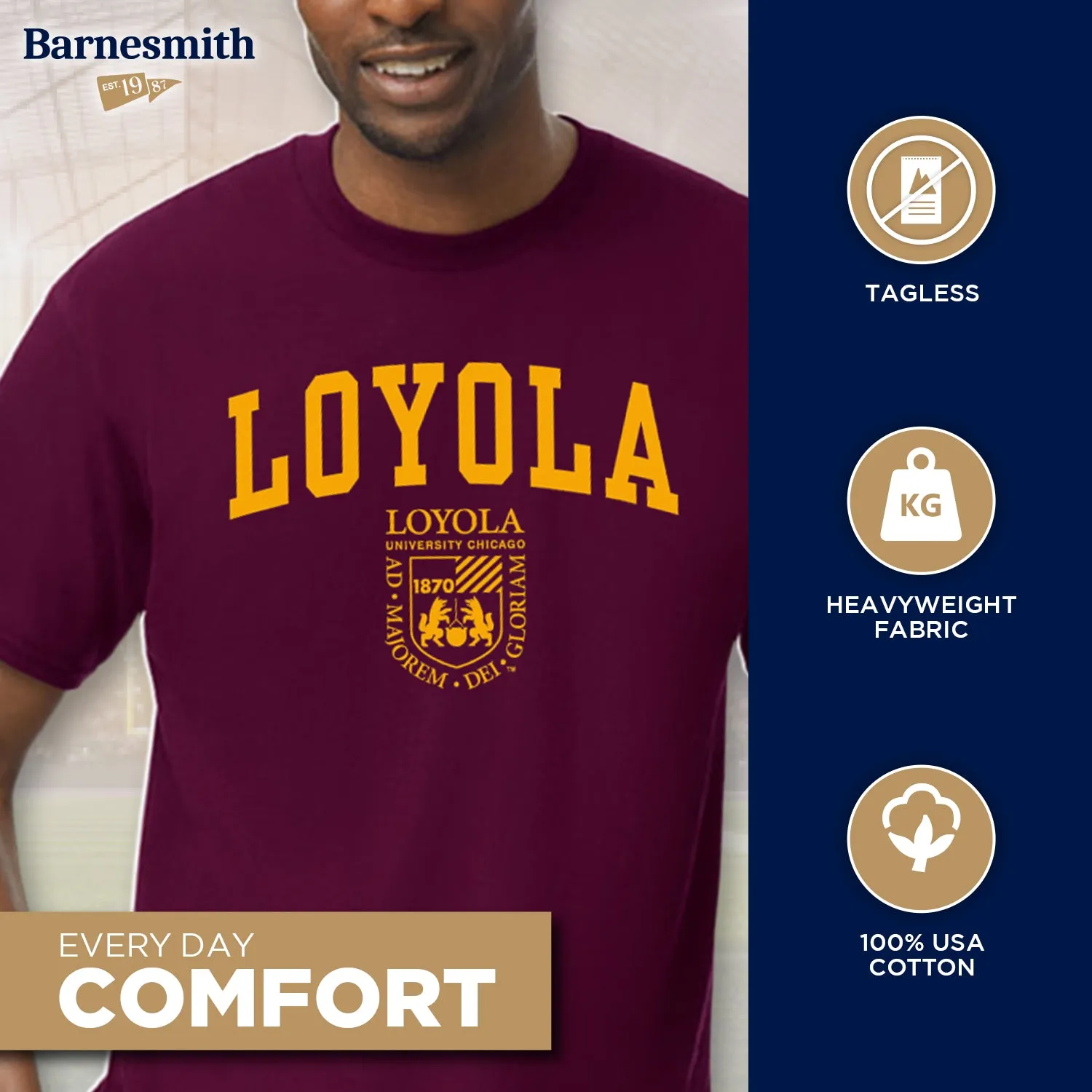 Loyola University Chicago Heritage T-Shirt (Maroon) sold by Barnesmith product image thumbnail 3