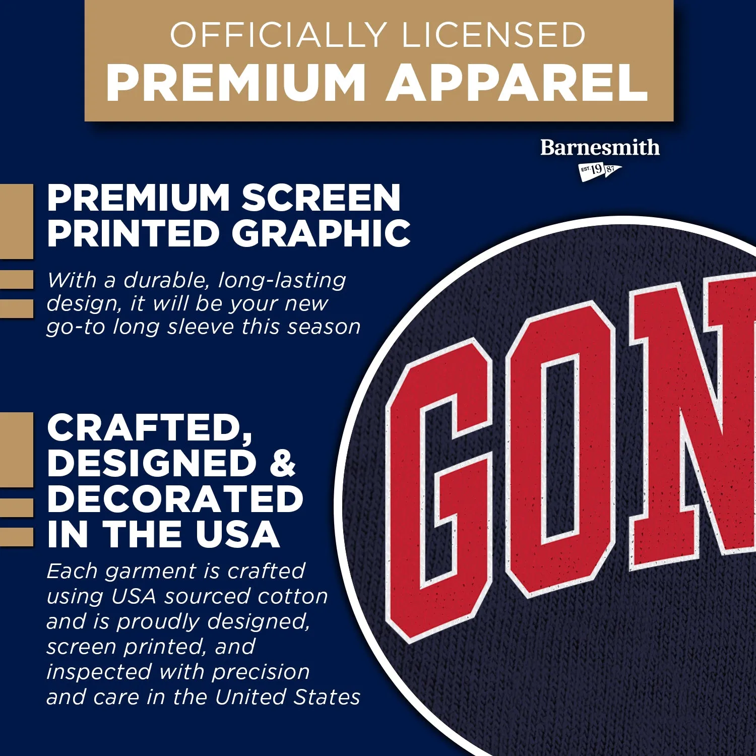 Gonzaga University Classic Long Sleeve T-Shirt (Navy) sold by Barnesmith product image thumbnail 4