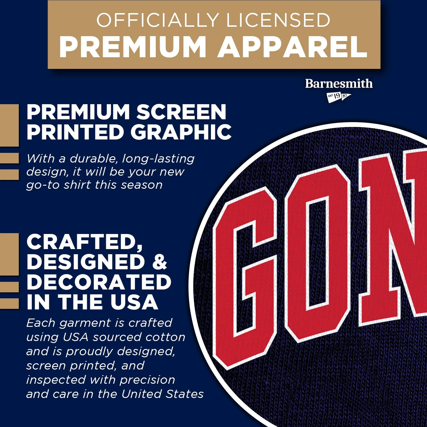 Gonzaga University Classic T-Shirt (Navy) sold by Barnesmith product image thumbnail 4