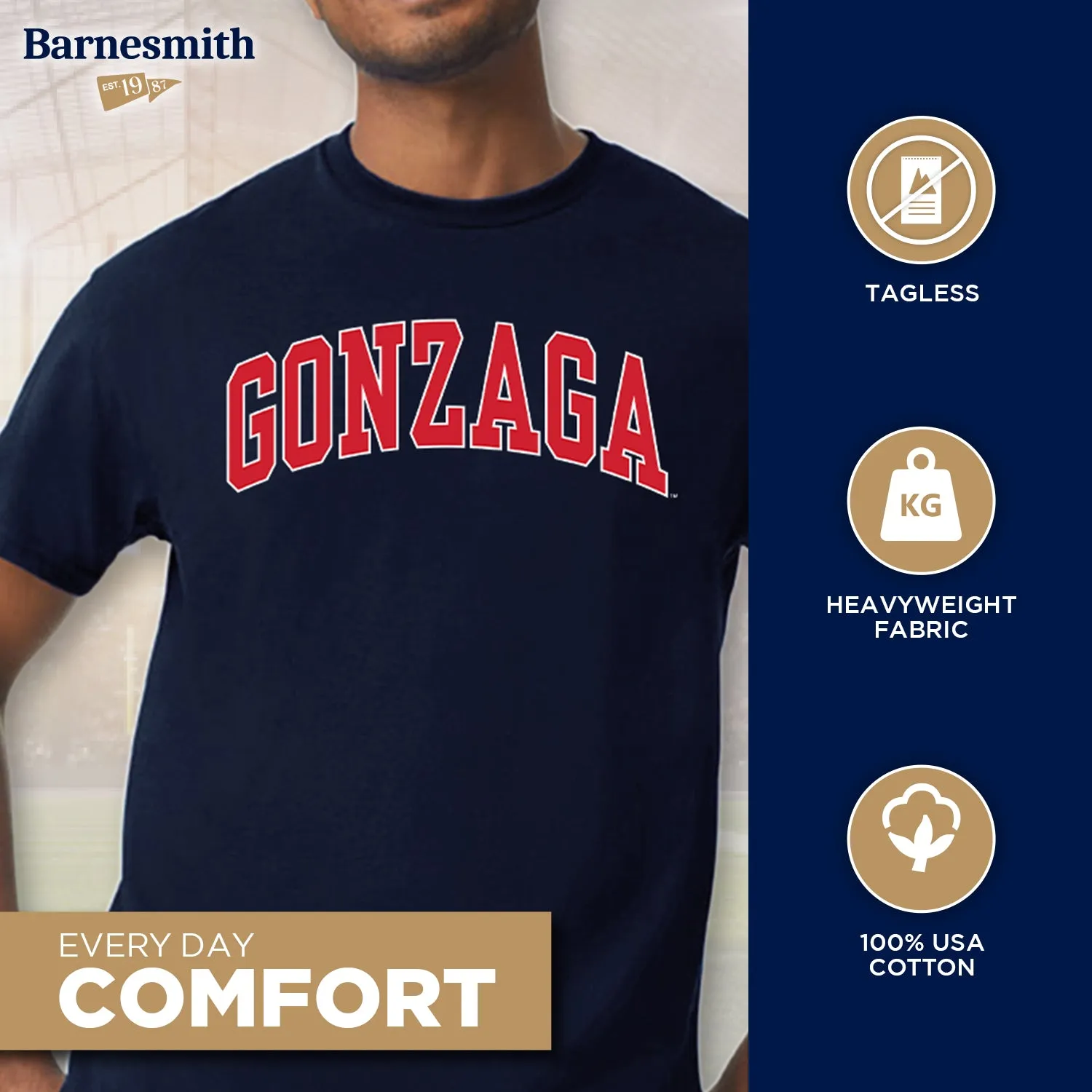 Gonzaga University Classic T-Shirt (Navy) sold by Barnesmith product image thumbnail 3