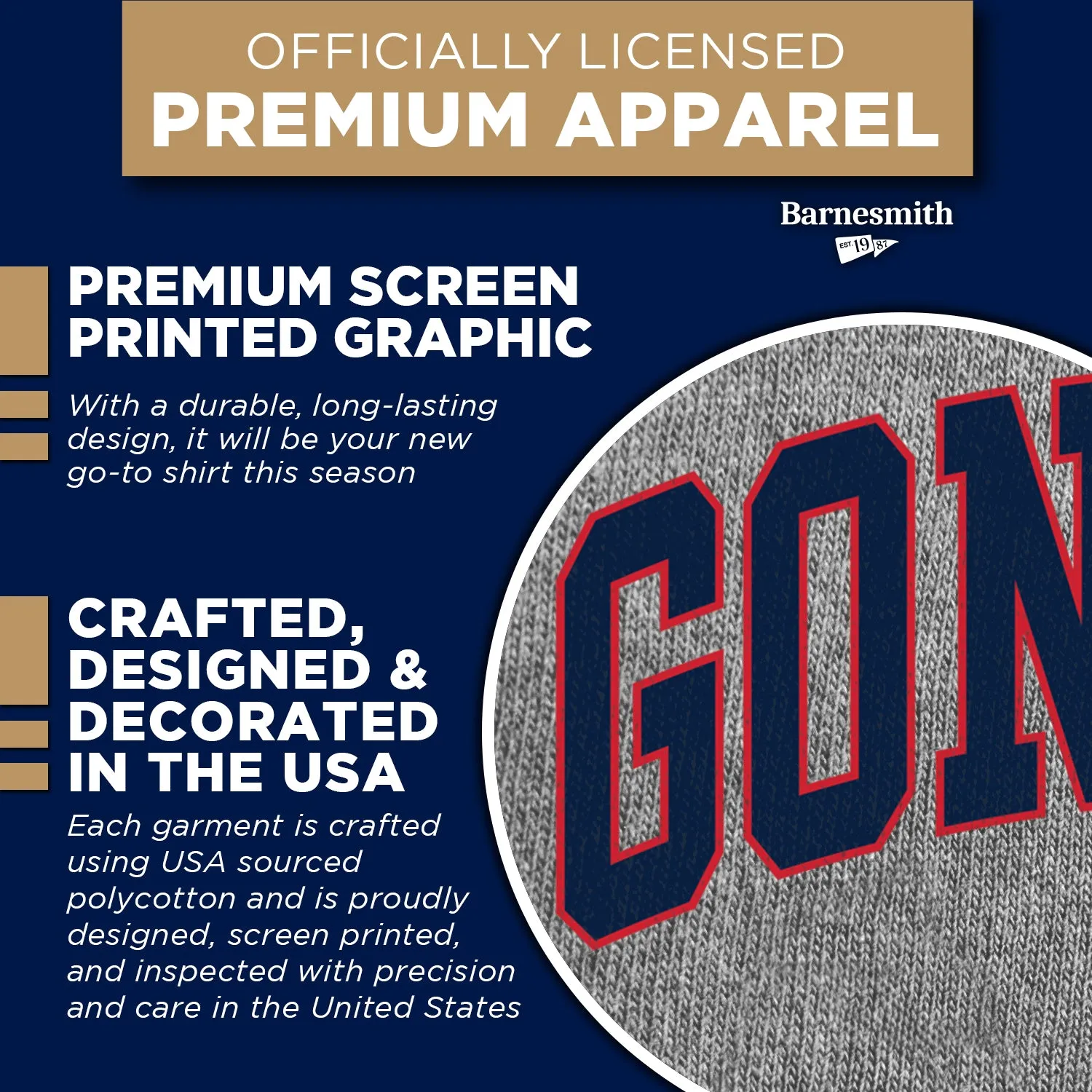 Gonzaga University Classic T-Shirt (Charcoal Grey) sold by Barnesmith product image thumbnail 4