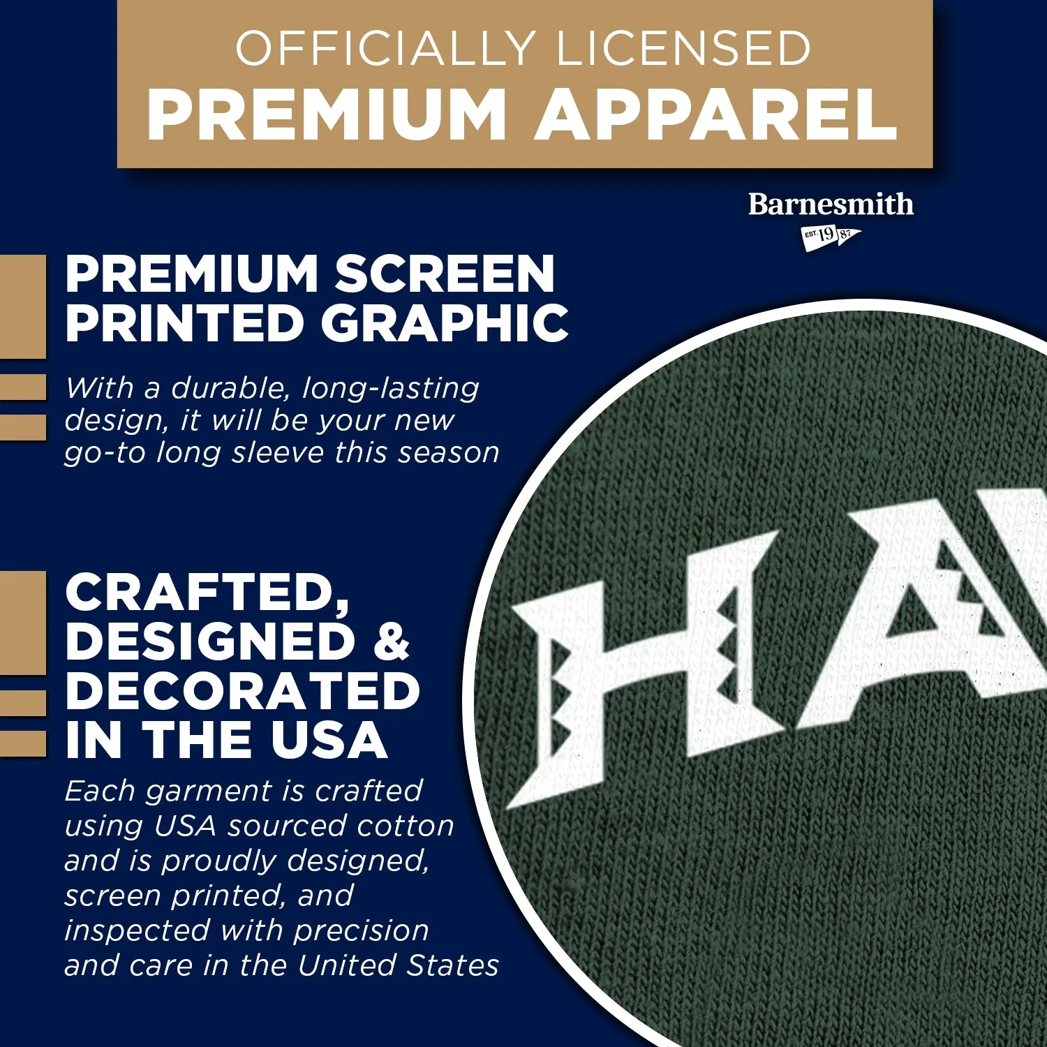 University of Hawaii Classic Long Sleeve T-Shirt (Hunter Green) sold by Barnesmith product image thumbnail 4