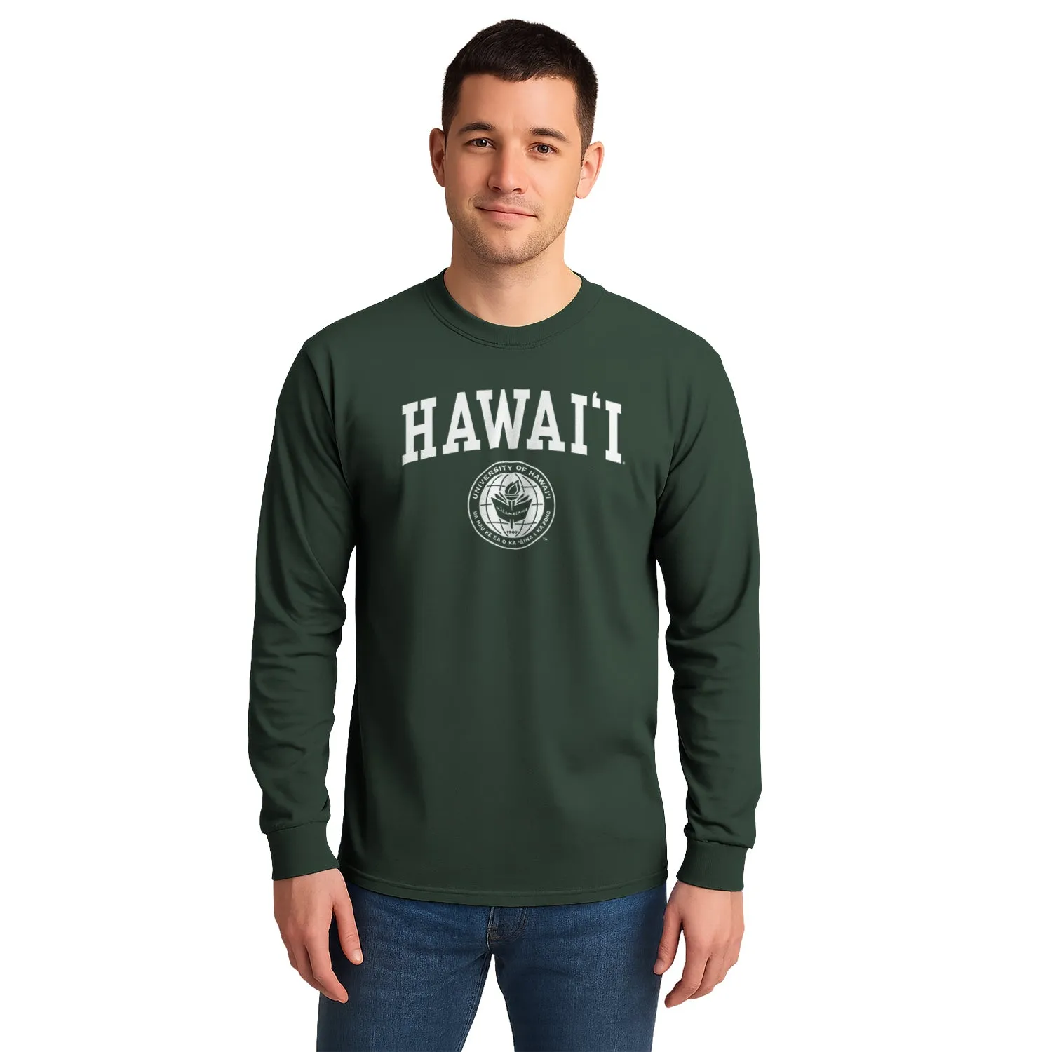 University of Hawaii Heritage Long Sleeve T-Shirt (Hunter Green) sold by Barnesmith product image thumbnail 2