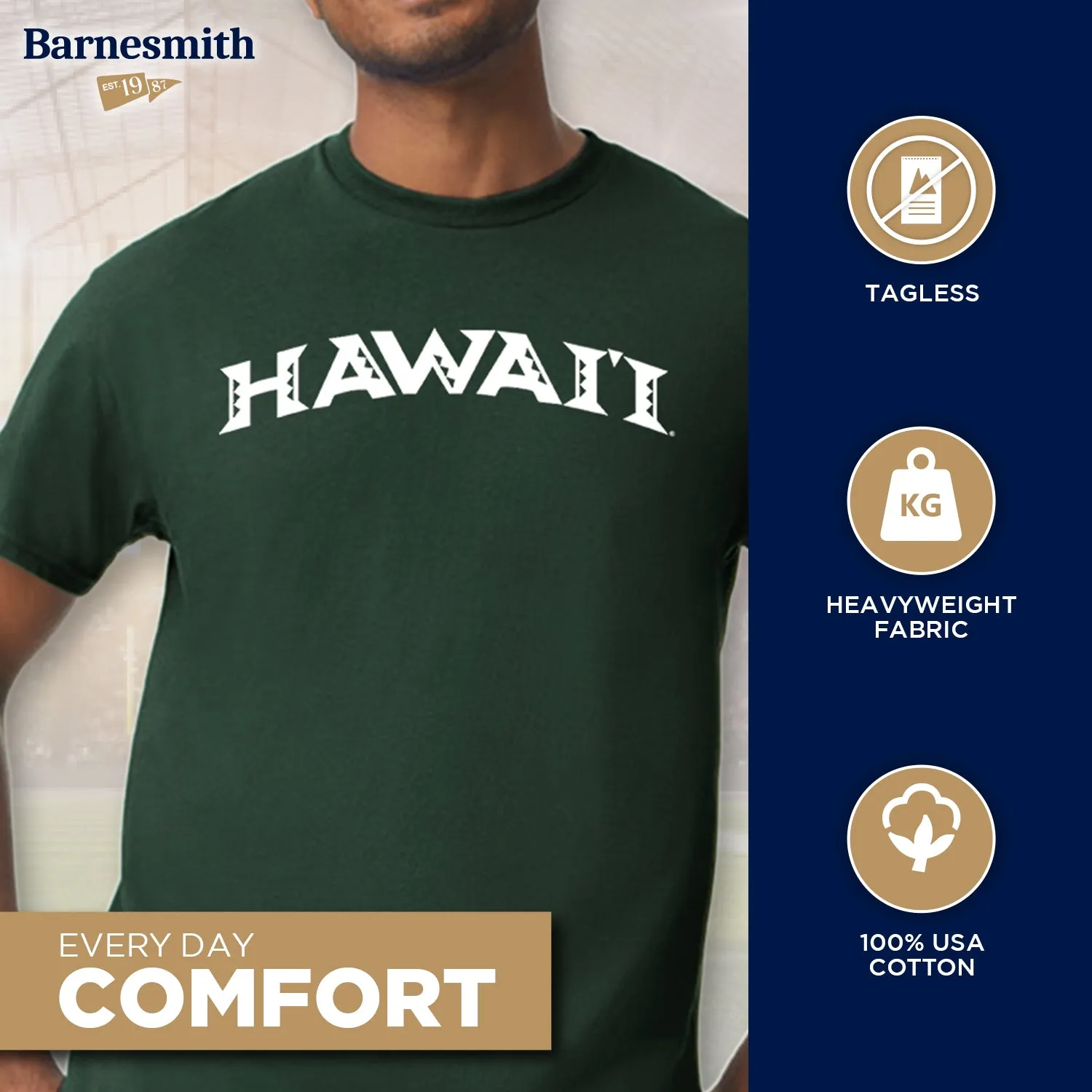 University of Hawaii Classic T-Shirt (Hunter Green) sold by Barnesmith product image thumbnail 3