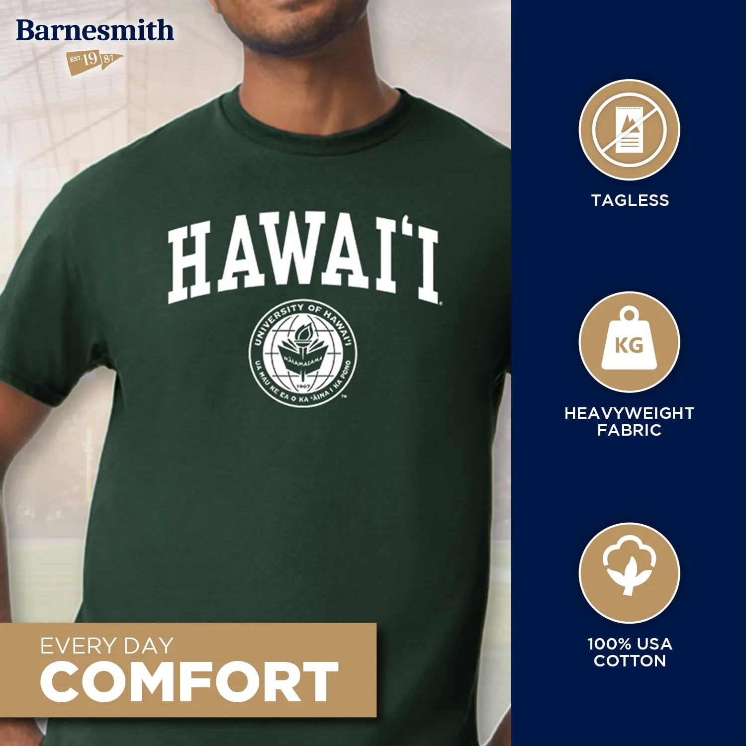 University of Hawaii Heritage T-Shirt (Hunter Green) sold by Barnesmith product image thumbnail 3