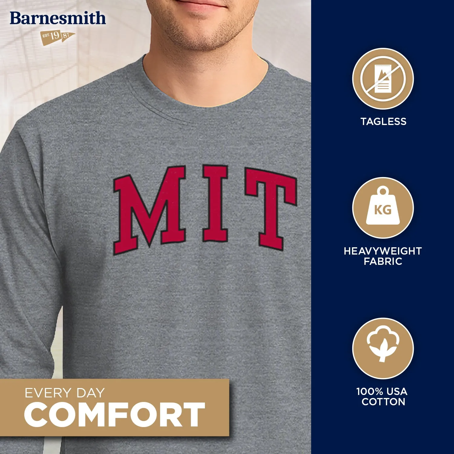 MIT Classic Long Sleeve T-Shirt (Charcoal Grey) sold by Barnesmith product image thumbnail 3