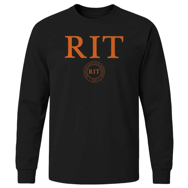 Rochester Institute of Technology Heritage Long Sleeve T-Shirt (Black) sold by Barnesmith