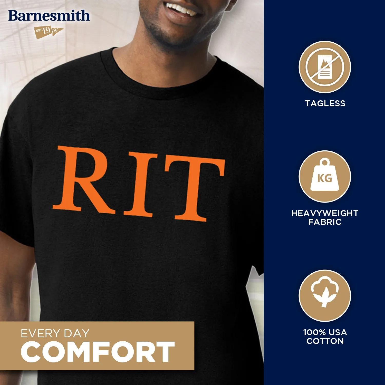 Rochester Institute of Technology Classic T-Shirt (Black) sold by Barnesmith product image thumbnail 3