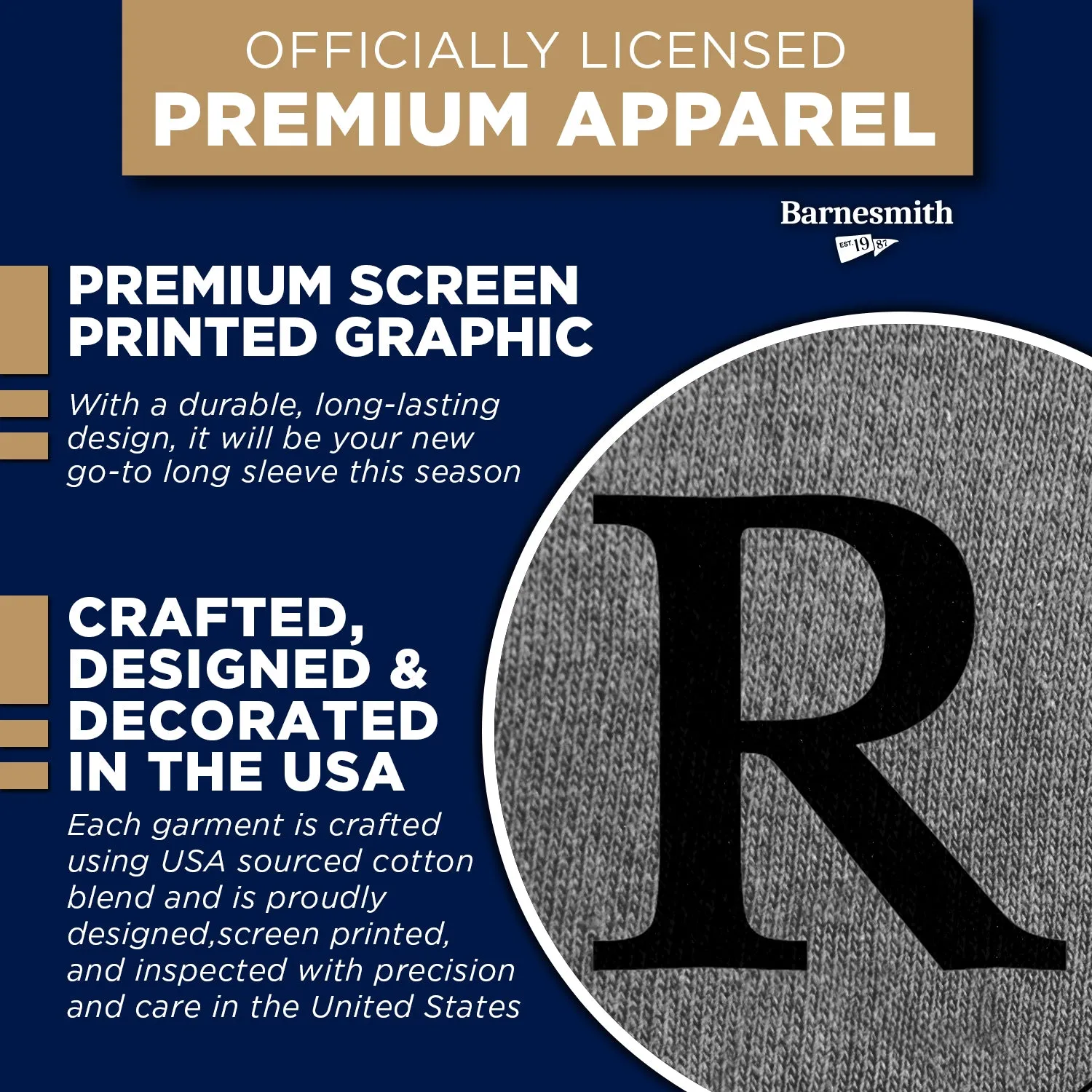 Rochester Institute of Technology Heritage Long Sleeve T-Shirt (Charcoal Grey) sold by Barnesmith product image thumbnail 4