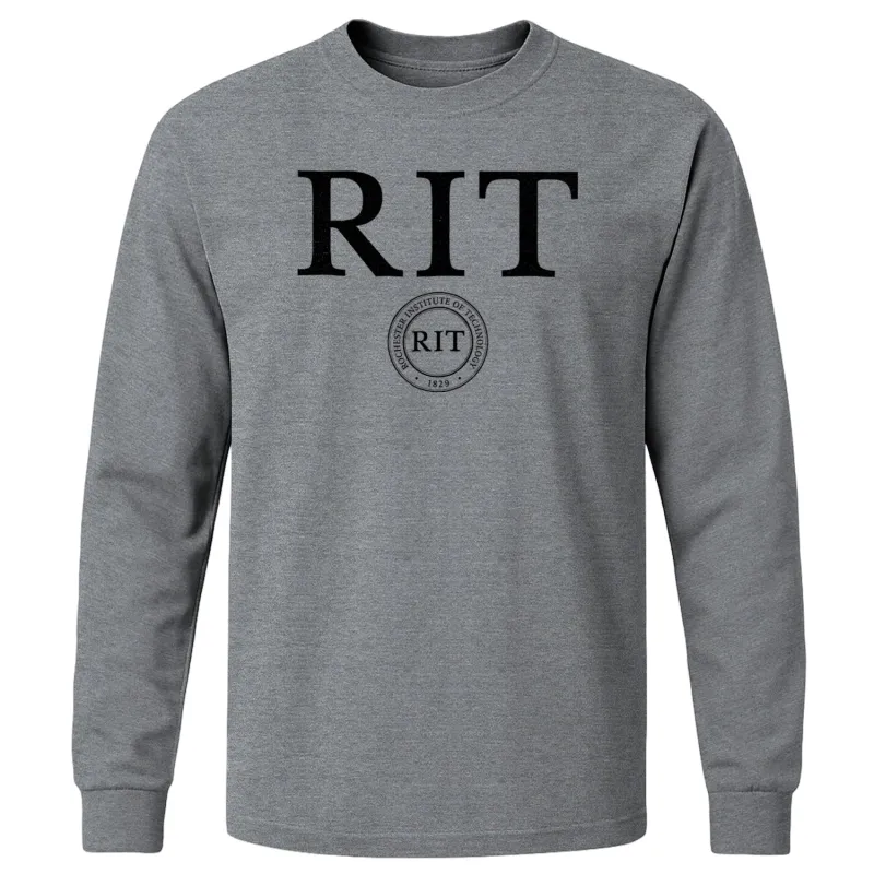 Rochester Institute of Technology Heritage Long Sleeve T-Shirt (Charcoal Grey) sold by Barnesmith