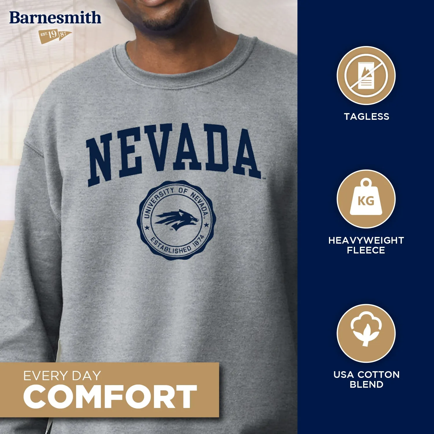 University of Nevada Reno Heritage Sweatshirt (Charcoal Grey) sold by Barnesmith product image thumbnail 3