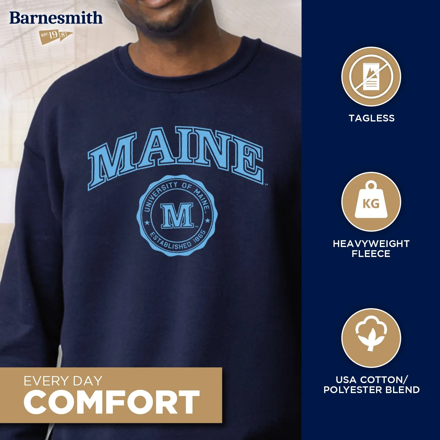 University of Maine Heritage Sweatshirt (Navy) sold by Barnesmith product image thumbnail 3