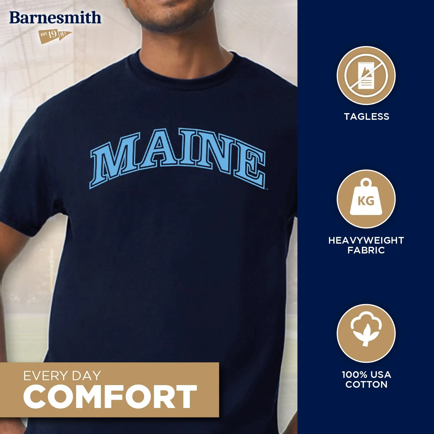 University of Maine Classic T-Shirt (Navy) sold by Barnesmith product image thumbnail 3