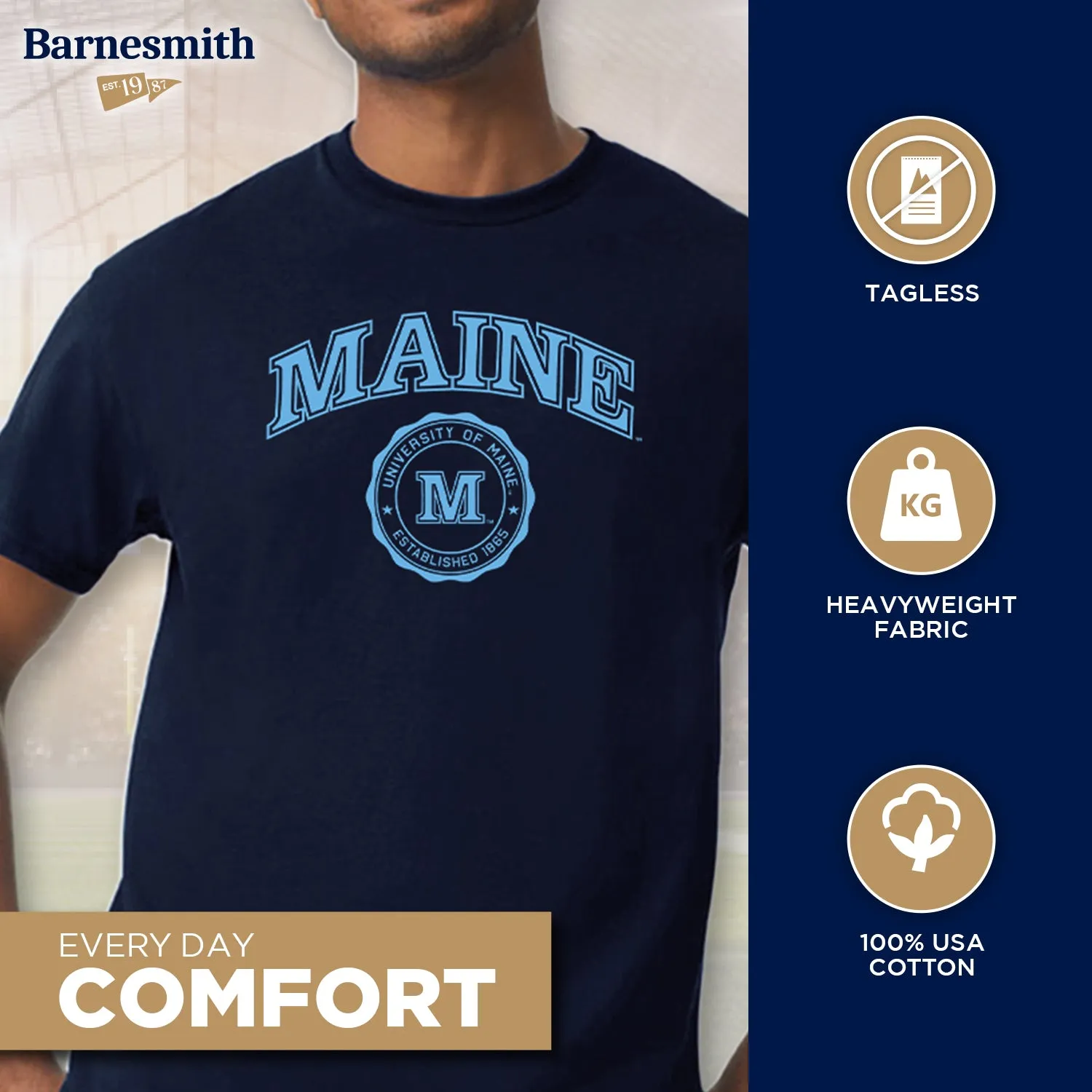 University of Maine Heritage T-Shirt (Navy) sold by Barnesmith product image thumbnail 3