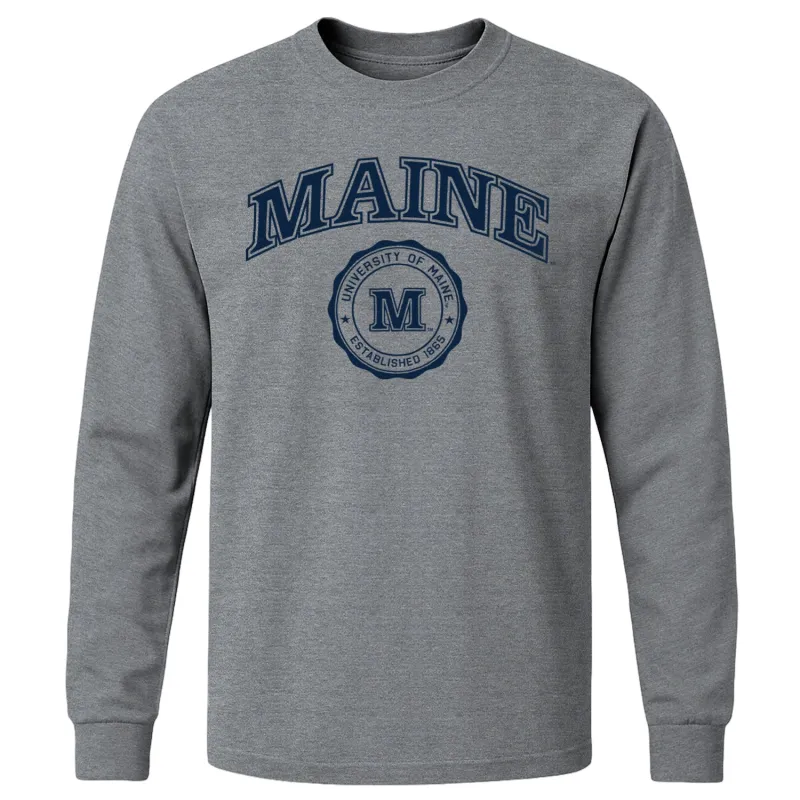 University of Maine Heritage Long Sleeve T-Shirt (Charcoal Grey) sold by Barnesmith