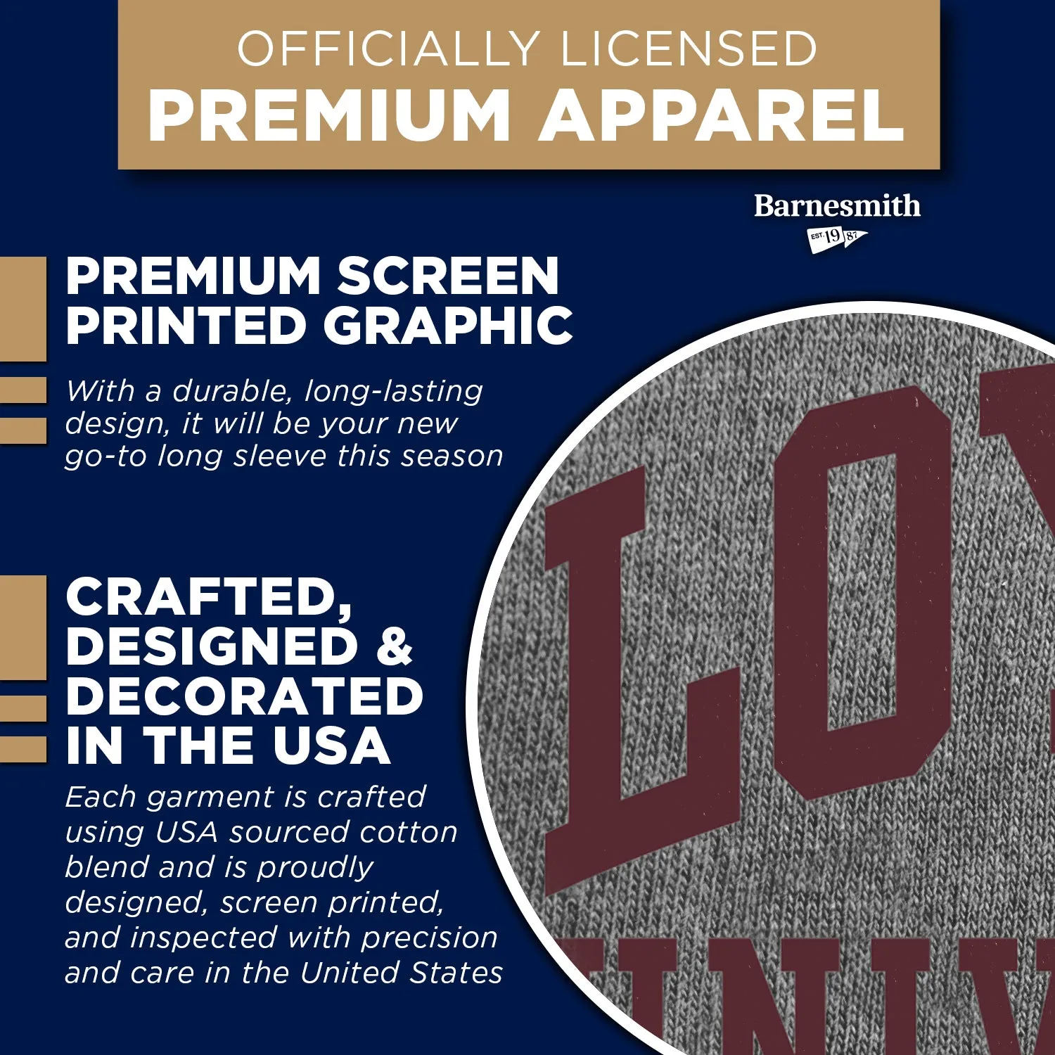 Loyola University Chicago Classic Long Sleeve T-Shirt (Charcoal Grey) sold by Barnesmith product image thumbnail 4