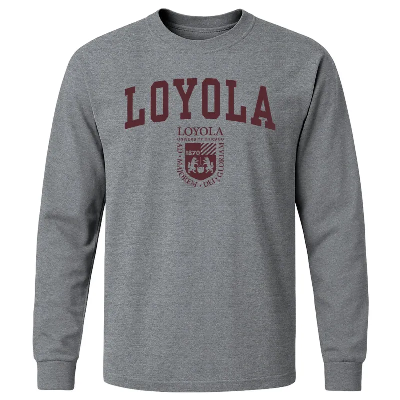 Loyola University Chicago Heritage Long Sleeve T-Shirt (Charcoal Grey) sold by Barnesmith