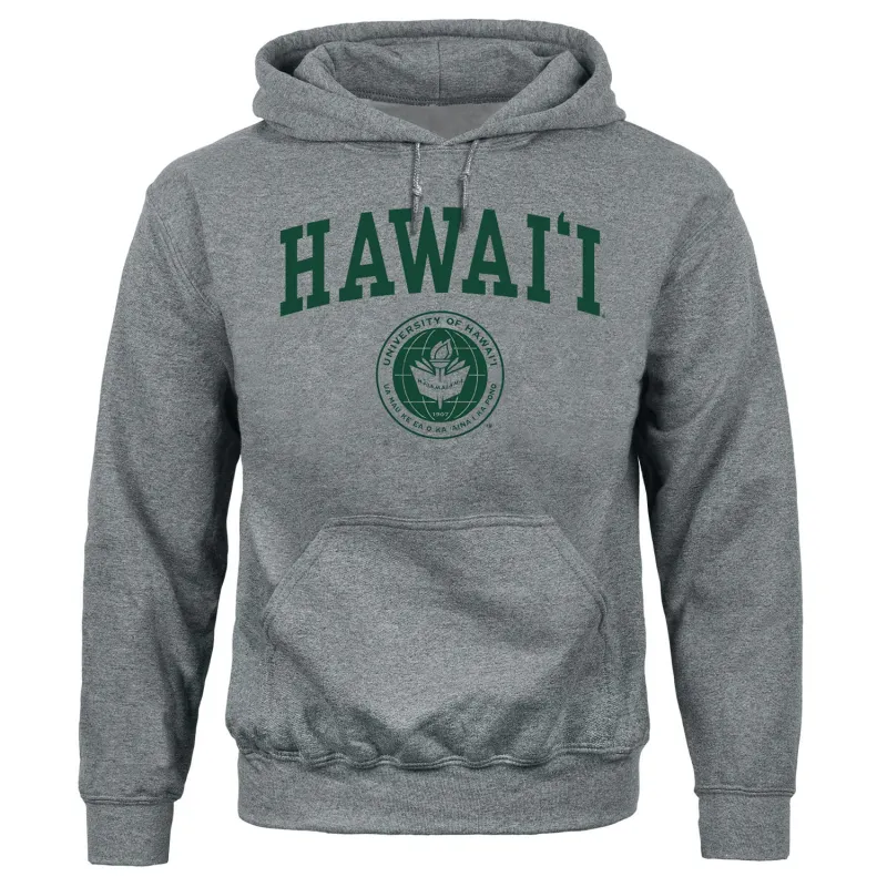 University of Hawaii Heritage Hooded Sweatshirt (Charcoal Grey) sold by Barnesmith