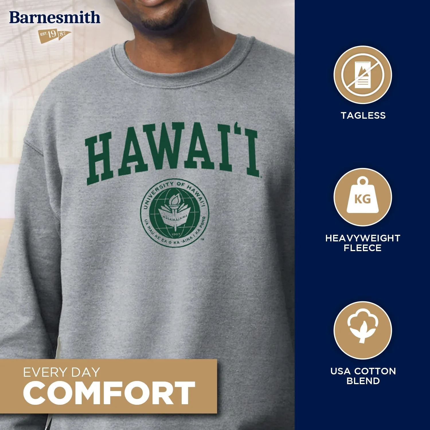 University of Hawaii Heritage Sweatshirt (Charcoal Grey) sold by Barnesmith product image thumbnail 3