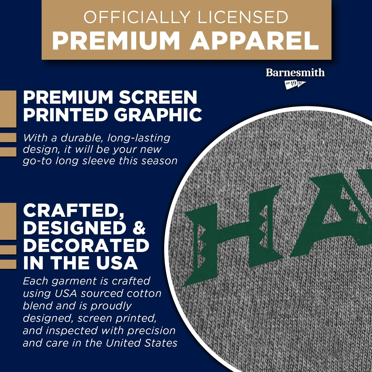 University of Hawaii Classic Long Sleeve T-Shirt (Charcoal Grey) sold by Barnesmith product image thumbnail 4