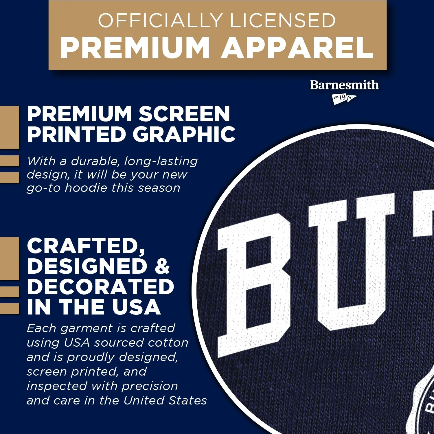 Butler University Heritage Hooded Sweatshirt (Navy) sold by Barnesmith product image thumbnail 4