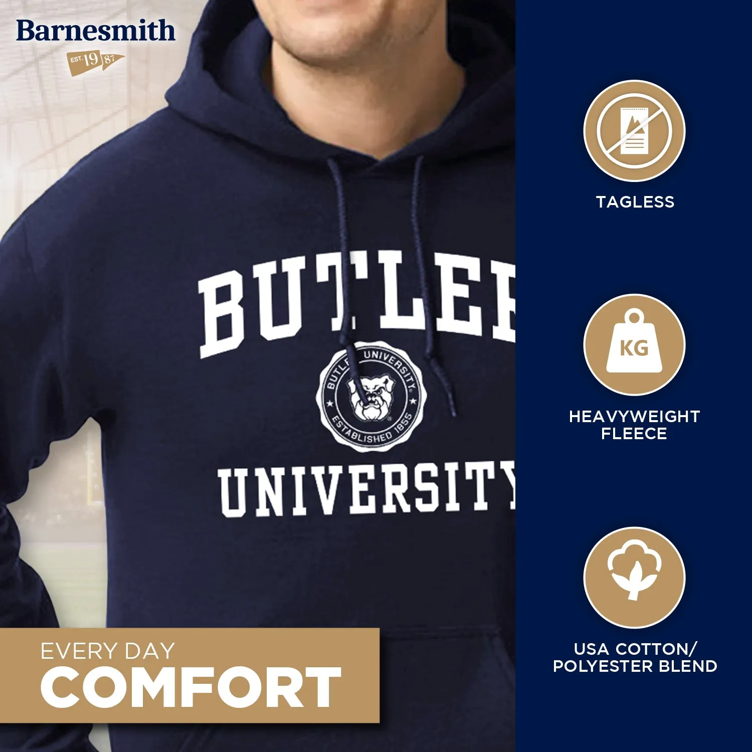 Butler University Heritage Hooded Sweatshirt (Navy) sold by Barnesmith product image thumbnail 3
