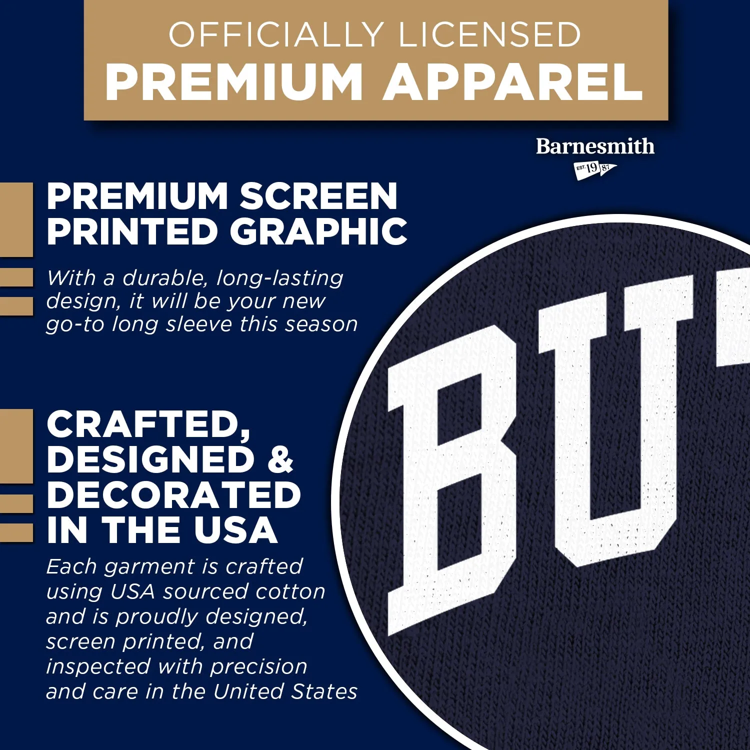 Butler University Classic Long Sleeve T-Shirt (Navy) sold by Barnesmith product image thumbnail 4